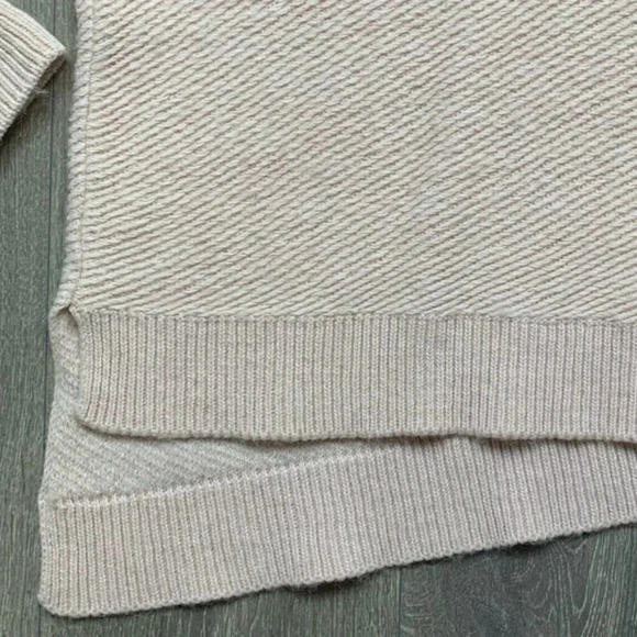 Zara Chevron Knit Sweater Pullover V-neck Asymmetrical Hem Long Sleeve Pink - Picture 14 of 16